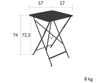 FERMOB - BISTRO+ LAGOON BLUE - Folding square steel table by In Stock - view 3